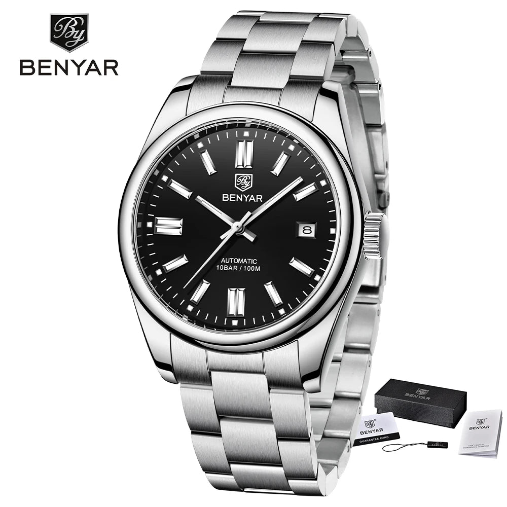 2021 BENYAR Sports Men Mechanical Wristwatches Stainless Steel Automatic Watches Top Brand Luxury 10Bar Waterproof Watch for Men