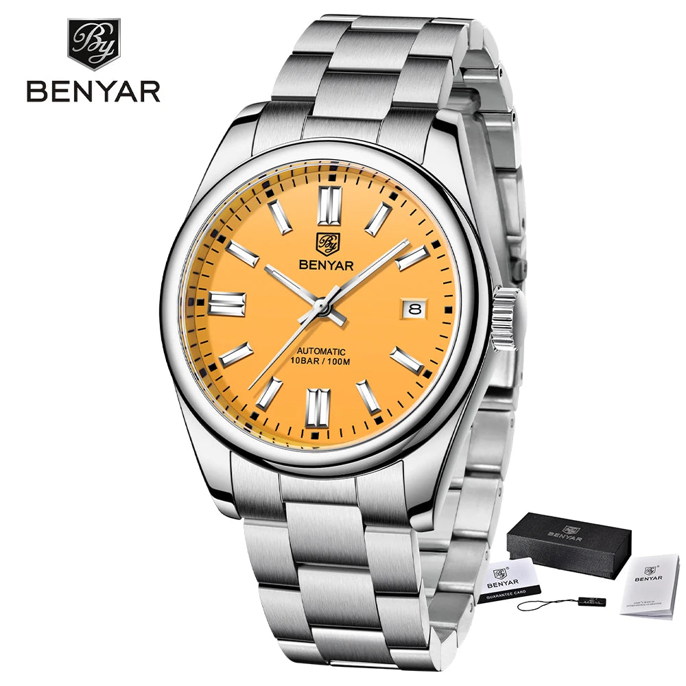 2021 BENYAR Sports Men Mechanical Wristwatches Stainless Steel Automatic Watches Top Brand Luxury 10Bar Waterproof Watch for Men