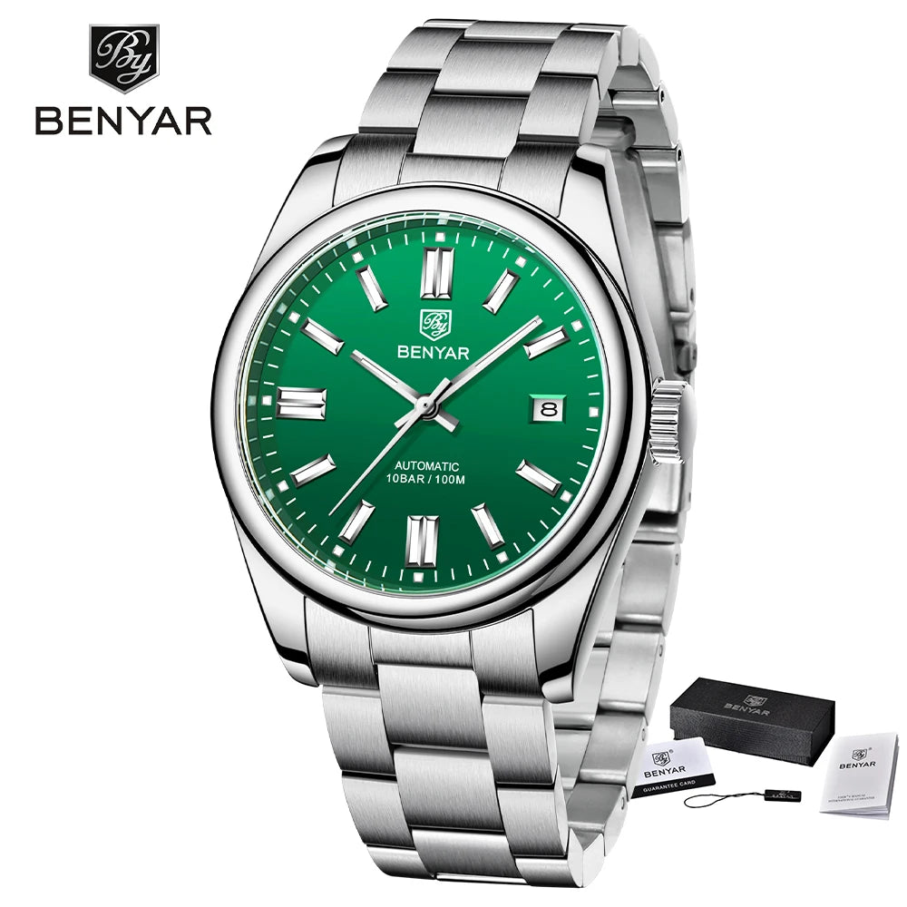 2021 BENYAR Sports Men Mechanical Wristwatches Stainless Steel Automatic Watches Top Brand Luxury 10Bar Waterproof Watch for Men