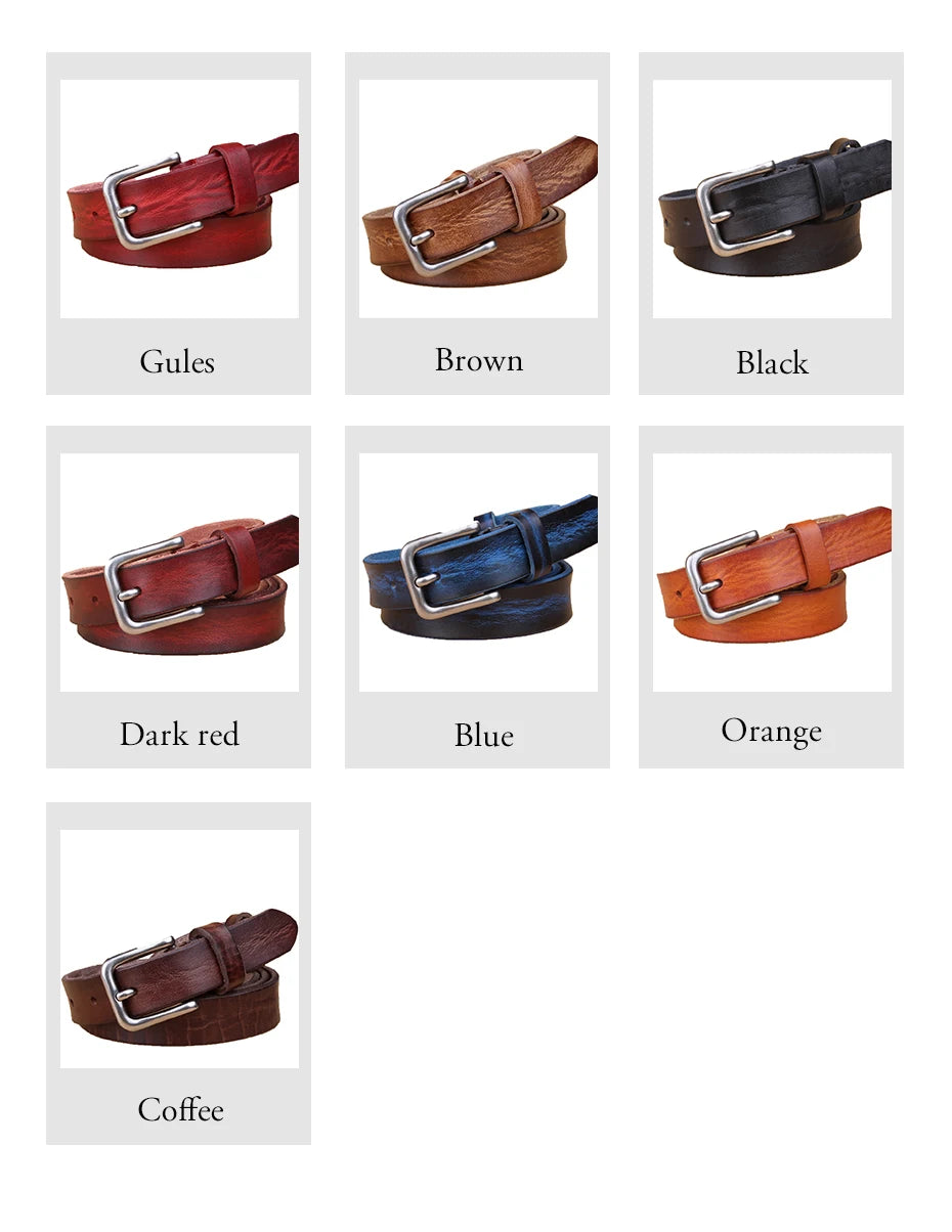 MaiKun Thin Belts for Women Unisex Genuine Leather Belt Female Metal Pin Buckle Belt