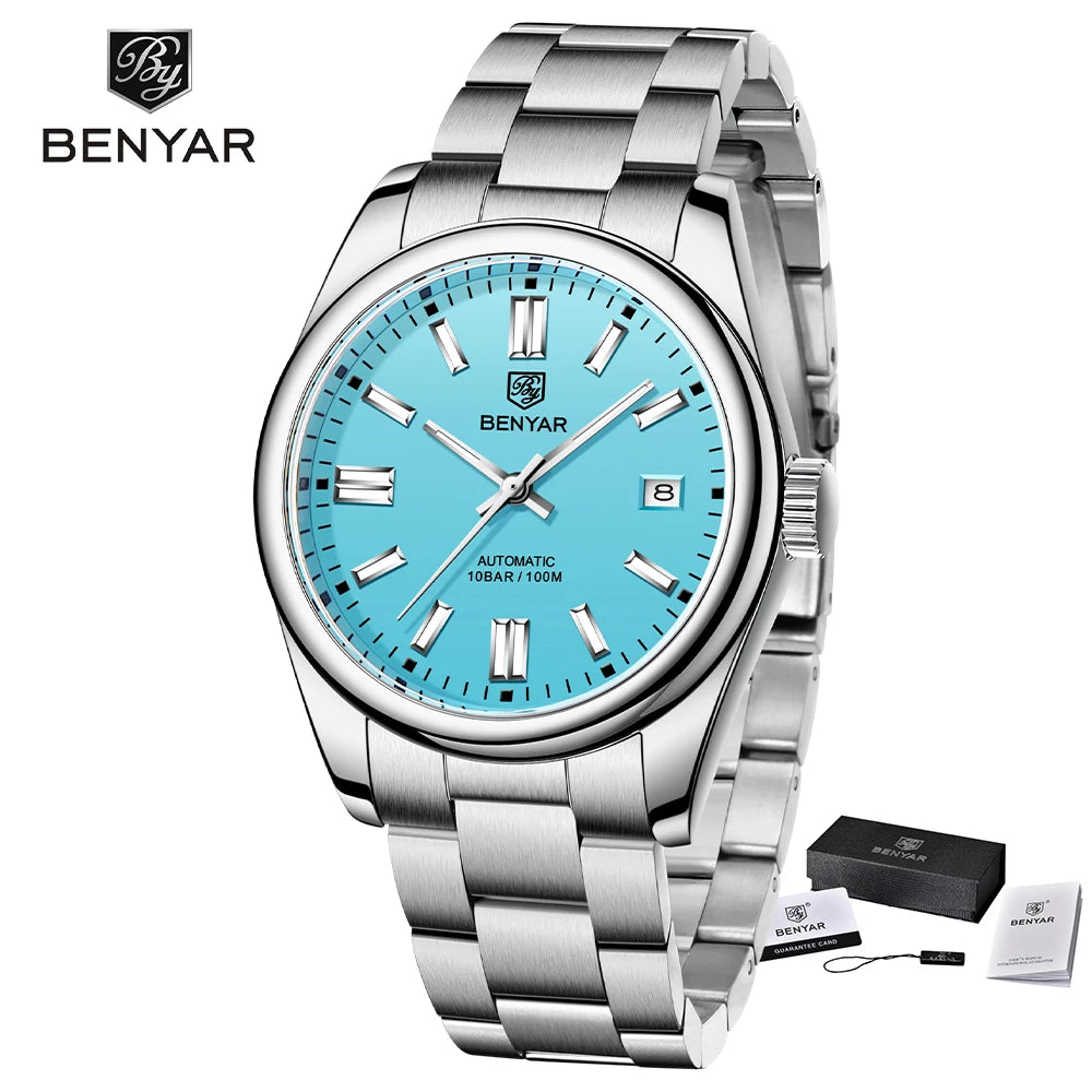 2021 BENYAR Sports Men Mechanical Wristwatches Stainless Steel Automatic Watches Top Brand Luxury 10Bar Waterproof Watch for Men