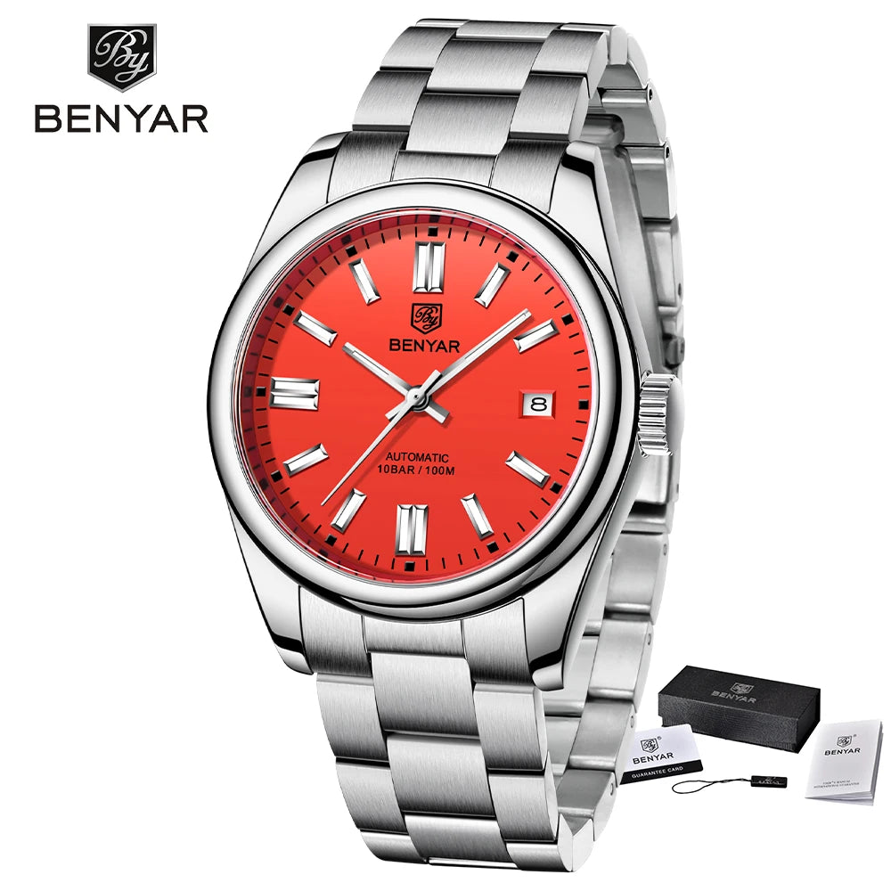 2021 BENYAR Sports Men Mechanical Wristwatches Stainless Steel Automatic Watches Top Brand Luxury 10Bar Waterproof Watch for Men