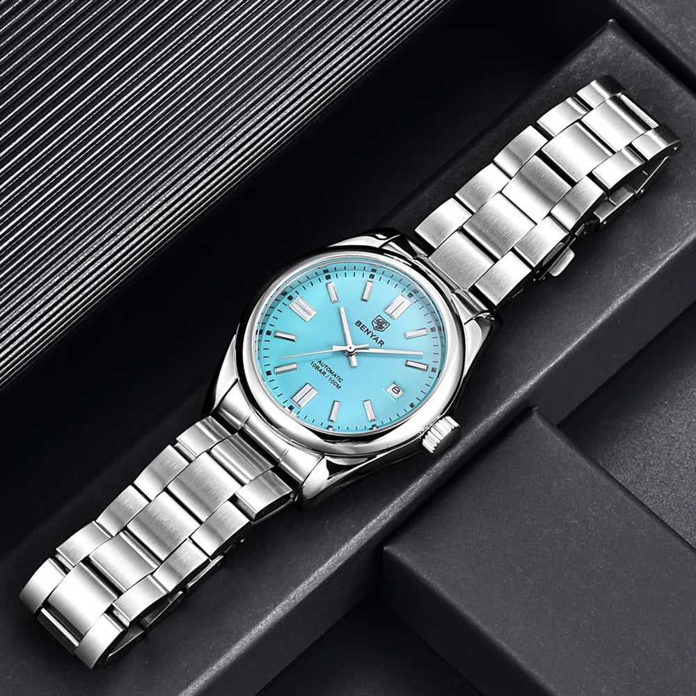 2021 BENYAR Sports Men Mechanical Wristwatches Stainless Steel Automatic Watches Top Brand Luxury 10Bar Waterproof Watch for Men