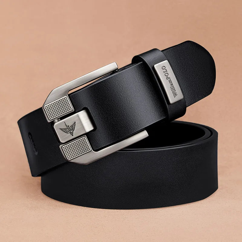 Men's casual belt, fashionable needle buckle cowhide personalized belt, retro style denim belt