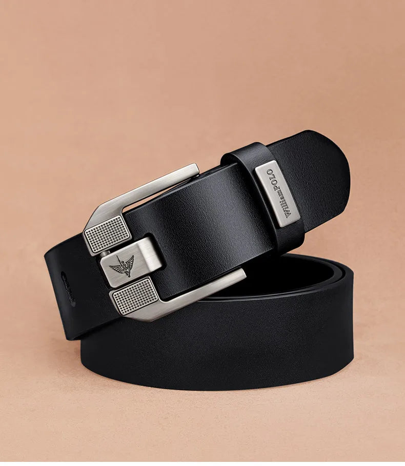 Men's casual belt, fashionable needle buckle cowhide personalized belt, retro style denim belt