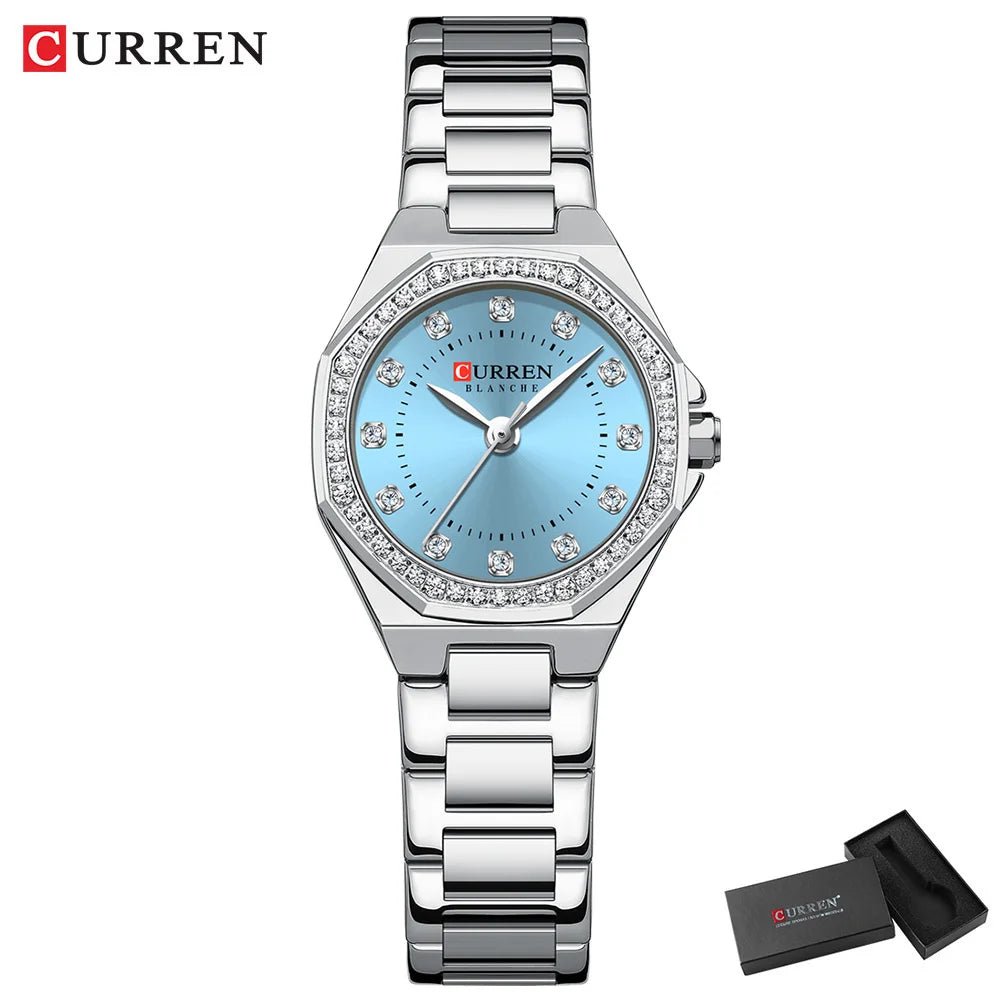 CURREN Women's Watches Elegant Fashion Original Quartz Watch for Laides Waterproof Stainless Steel