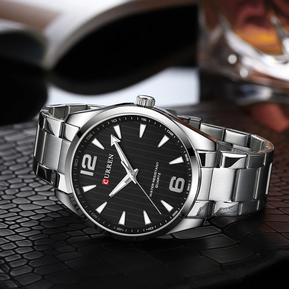 CURREN Fashion Brand Men's Watches with Luminous Hands Classy Business Stainless Steel Band Wristwatches for Male