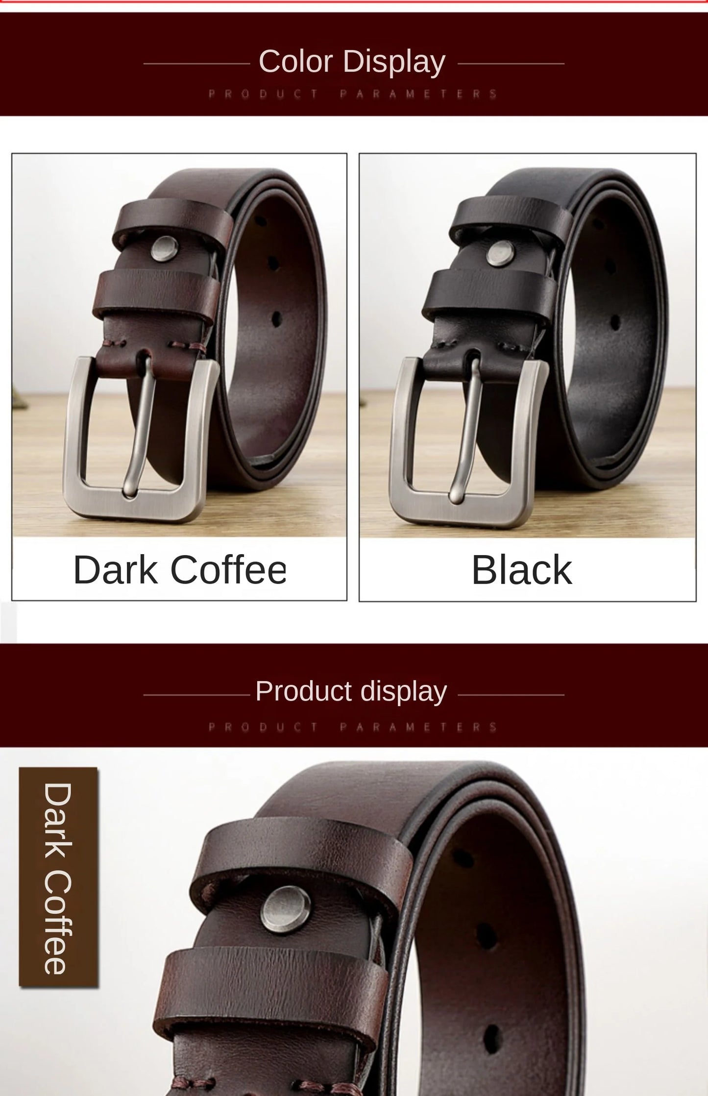 Belt Men's leather pin buckle Youth casual middle-aged Korean version belt Tide first layer real cowhide middle-aged