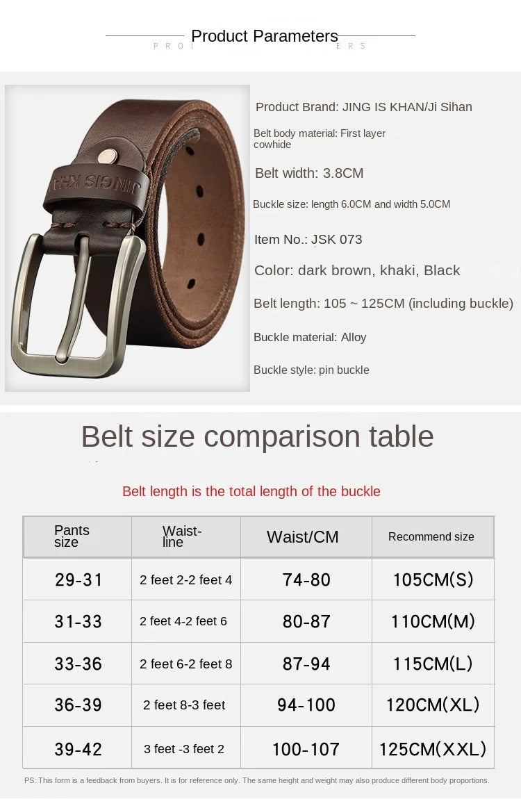 Belt men's genuine leather needle buckle layer genuine cowhide retro men's belt handmade casual trend men's belt cowhide