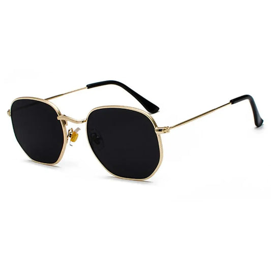 Men Women Unisex Glasses Metal Frame Driving Sun Glasses Summer UV400 Sunglasses Polygon Mirrored Lens Small Square Sunglasses