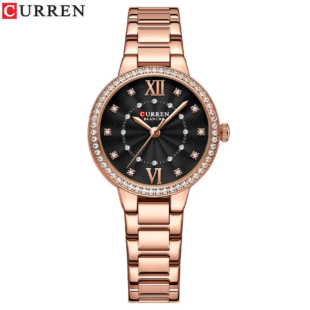 CURREN Women Watches Fashion Rose Gold Stainless Stain Steel Ladies Watch Waterproof Quarzt Wristwatch Romatic Girlfriend Gift