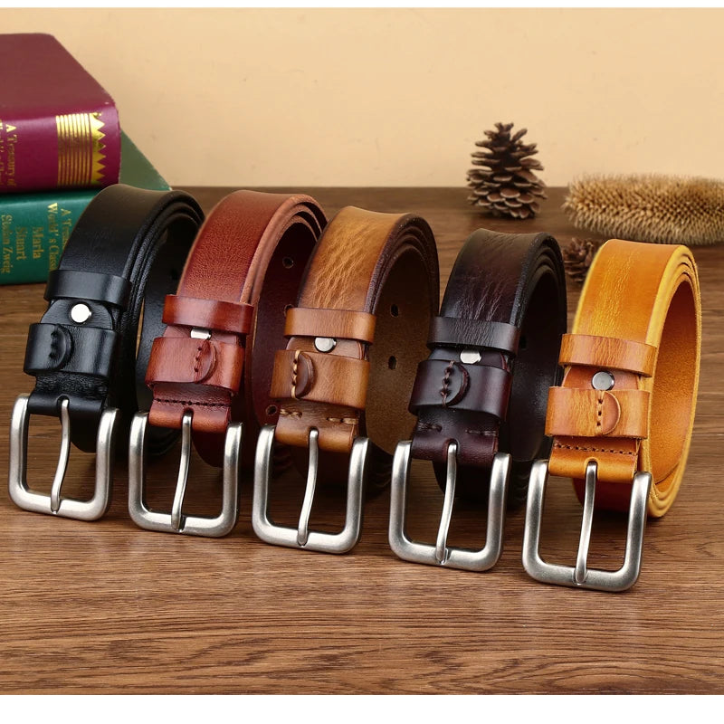 Mens belts Top Cowhide Full Match Casual Jeans Vintage Luxury High Quality Male Designer Genuine Leather Belt For Men