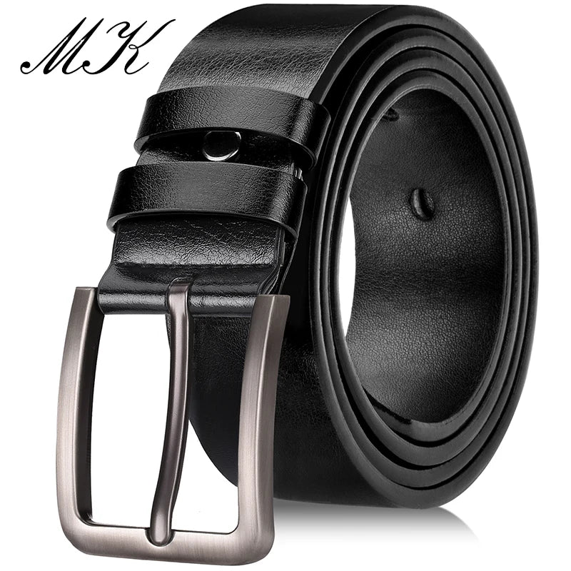 Maikun Fashion Men's Anti Scratch Alloy Pin Buckle Belt Casual Classic 7 Holes PU Belt Business Suit Belt Jeans Waistband