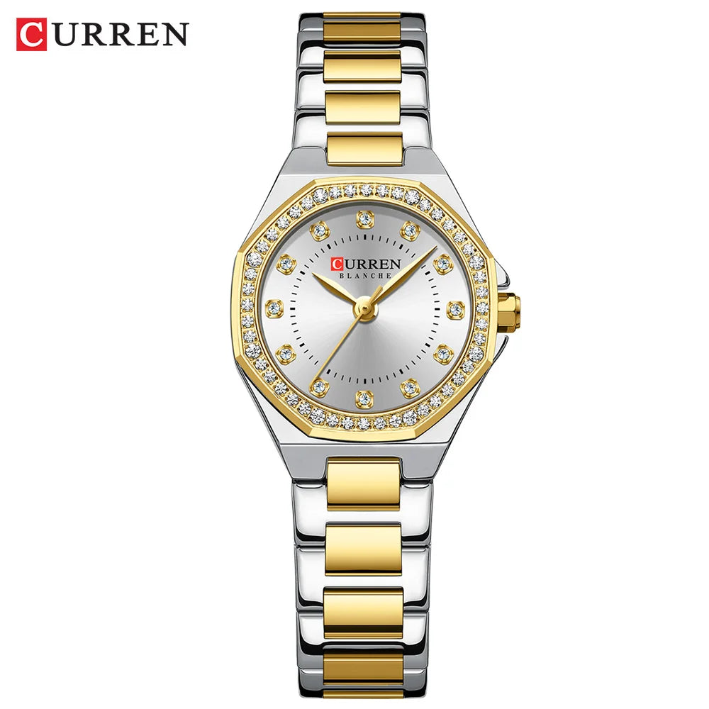 CURREN Women's Watches Elegant Fashion Original Quartz Watch for Laides Waterproof Stainless Steel