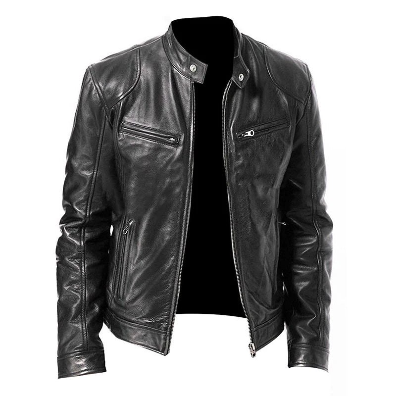 2024 Motorcycle Leather Jackets Man Casual Fashion Motorcycle Coat Slim Fit Lapel PU Jackets Autumn Anti-wind Leather Coat Male