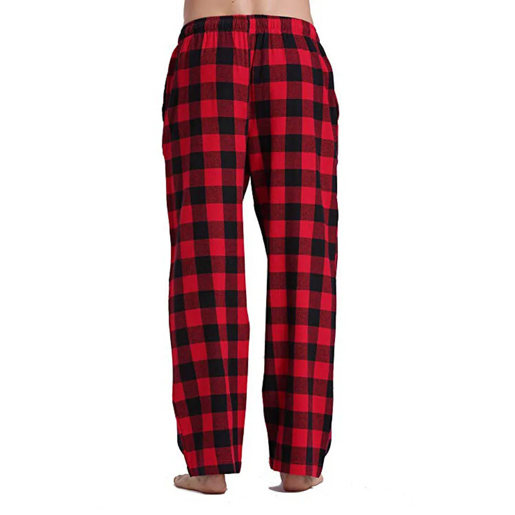 Fashion Men'S Trousers Casual Plaid Soft Breathable Loose Sport Plaid Pajama Pants Red Pantalones Cargo Straight Outdoor Pant