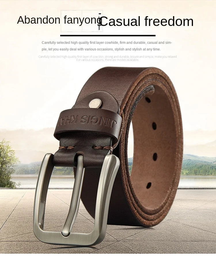 Belt men's genuine leather needle buckle layer genuine cowhide retro men's belt handmade casual trend men's belt cowhide