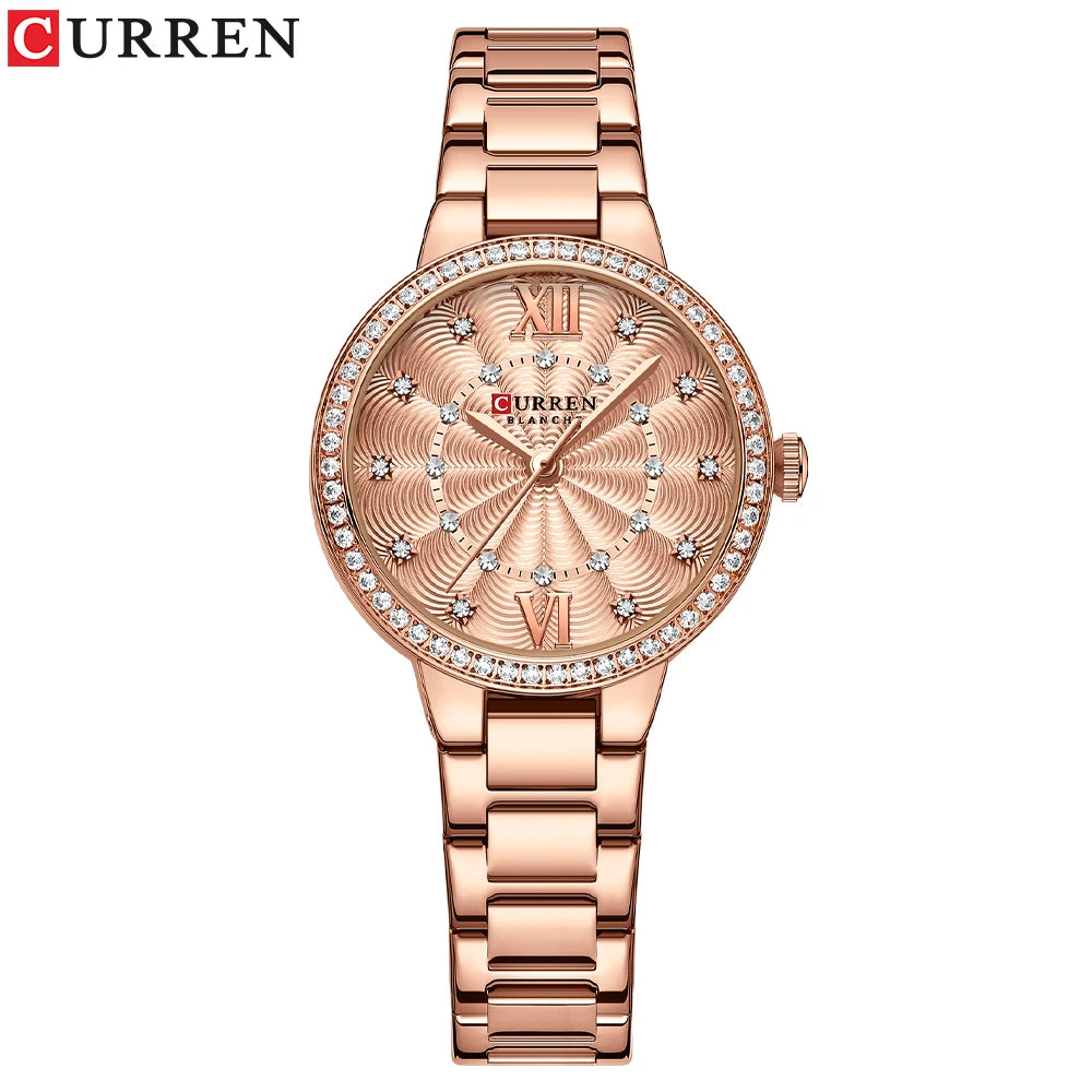 CURREN Women Watches Fashion Rose Gold Stainless Stain Steel Ladies Watch Waterproof Quarzt Wristwatch Romatic Girlfriend Gift