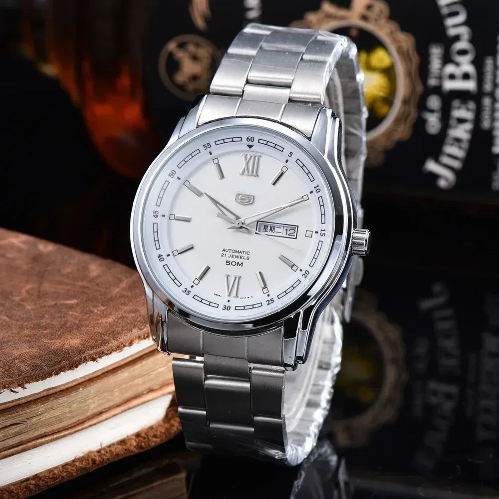 Stainless Steel Fashion Wrist Watch New Limited Edition Stylish and Simple Watch for Mens  Automatic Double Date Watch