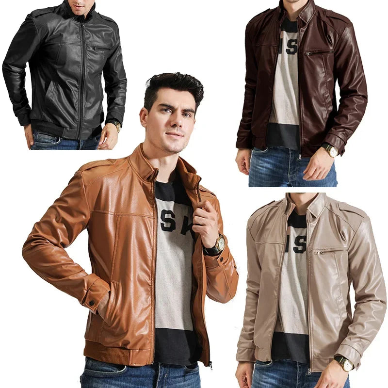 2025 Hot Sale Brand New Men's Motorcycle Leather Jacket Slim Men Leather Jacket Outer Wear Clothing For Male Garment Man Jackets