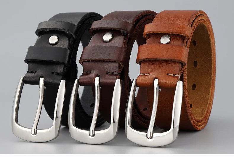 Belt men's genuine leather needle buckle layer genuine cowhide retro men's belt handmade casual trend men's belt cowhide