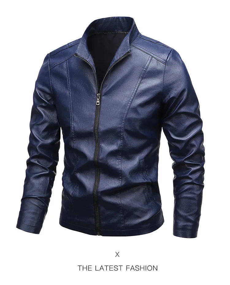 2024 Men Pu Casual Leather Jacket Men Spring Autumn Coat Motorcycle Biker Slim Fit Outwear Male Black Clothing Plus Size 5XL