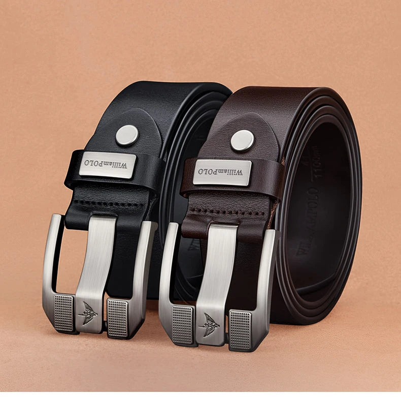 Men's casual belt, fashionable needle buckle cowhide personalized belt, retro style denim belt