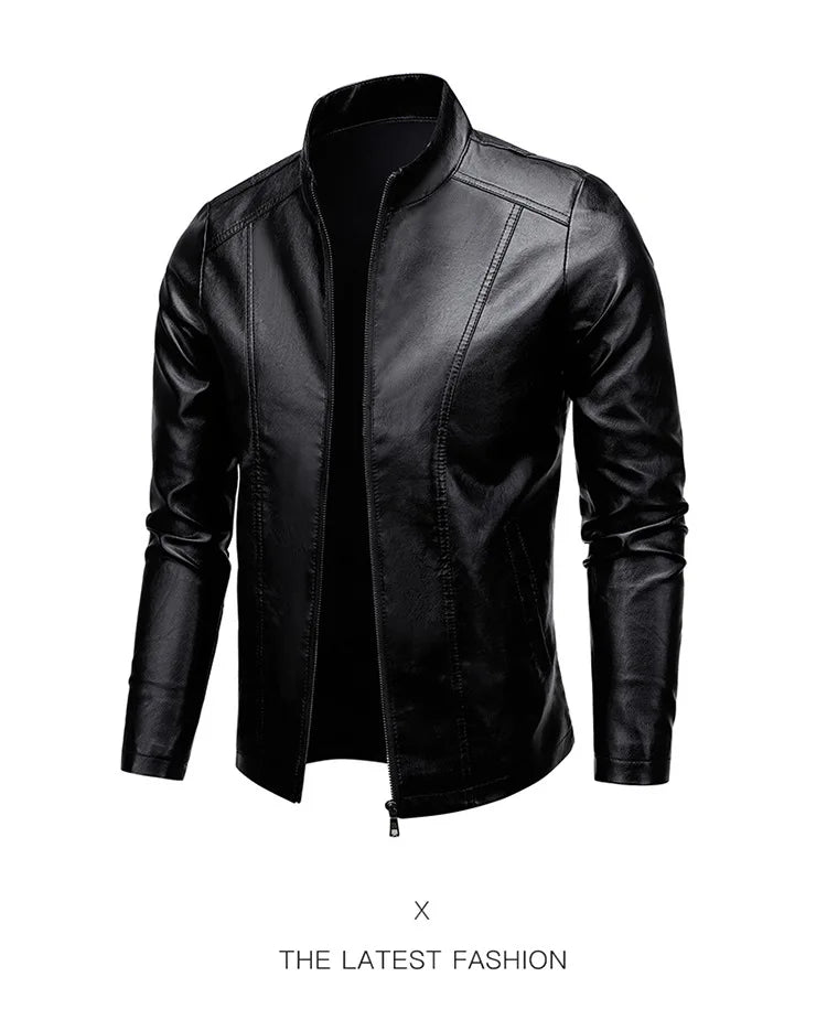 2024 Men Pu Casual Leather Jacket Men Spring Autumn Coat Motorcycle Biker Slim Fit Outwear Male Black Clothing Plus Size 5XL