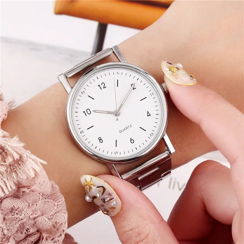 Ladies Quartz Watch Stainless Steel Luminous Dial Leisure Watch Fashionable Simple Quartz Wristwatch Reloj Mujer Montre Femmes