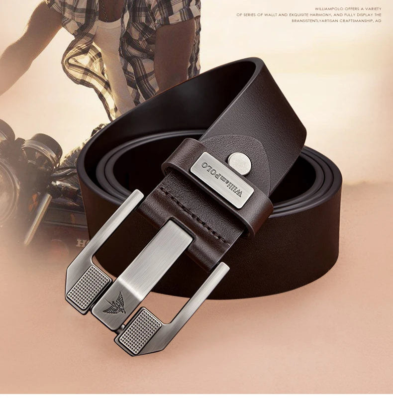 Men's casual belt, fashionable needle buckle cowhide personalized belt, retro style denim belt