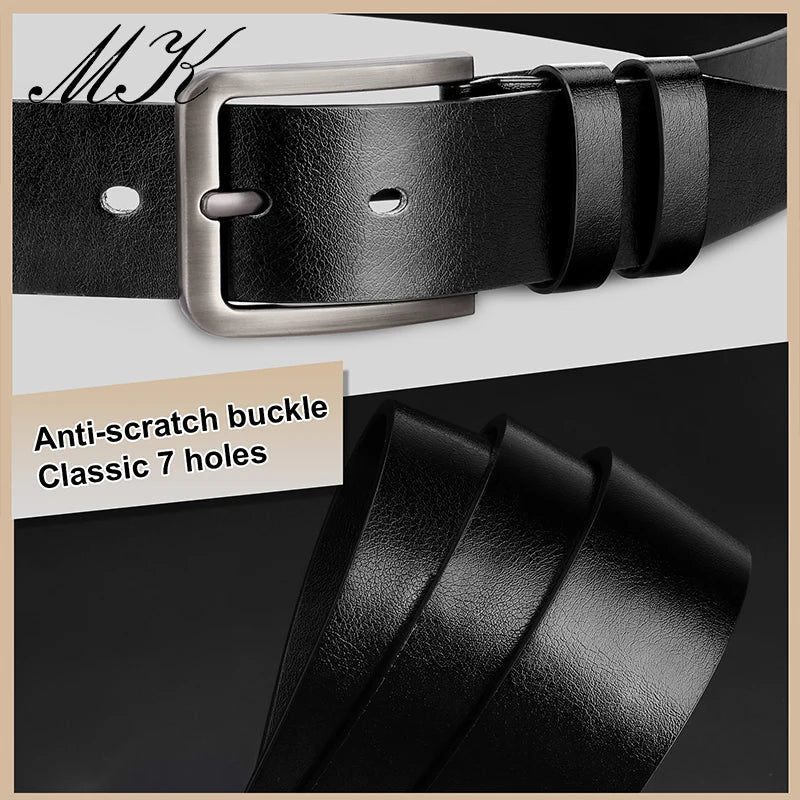 Maikun Fashion Men's Anti Scratch Alloy Pin Buckle Belt Casual Classic 7 Holes PU Belt Business Suit Belt Jeans Waistband