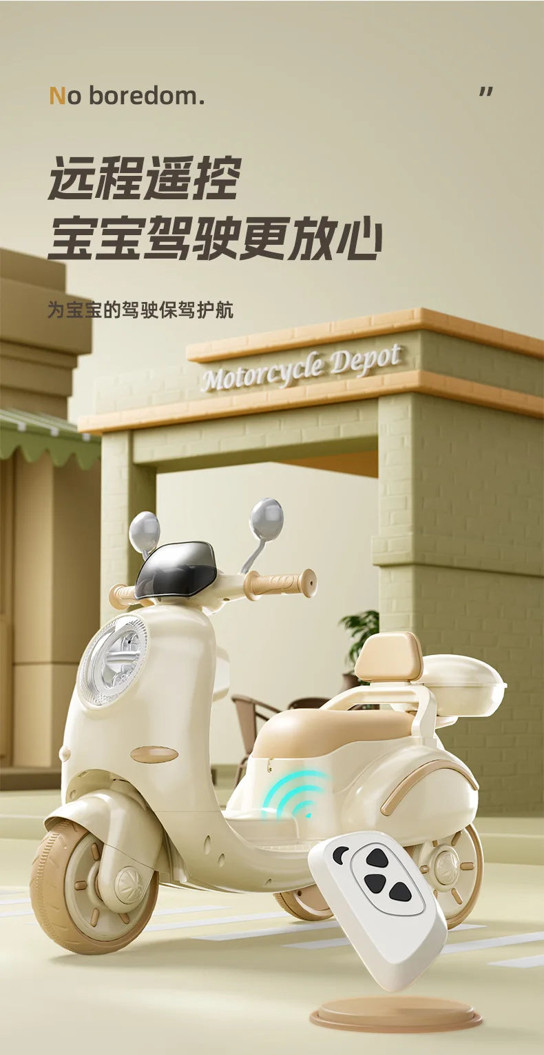 Children's Electric Motorcycle Trend Can Sit Charging Remote Control Toy Children's Tricycle