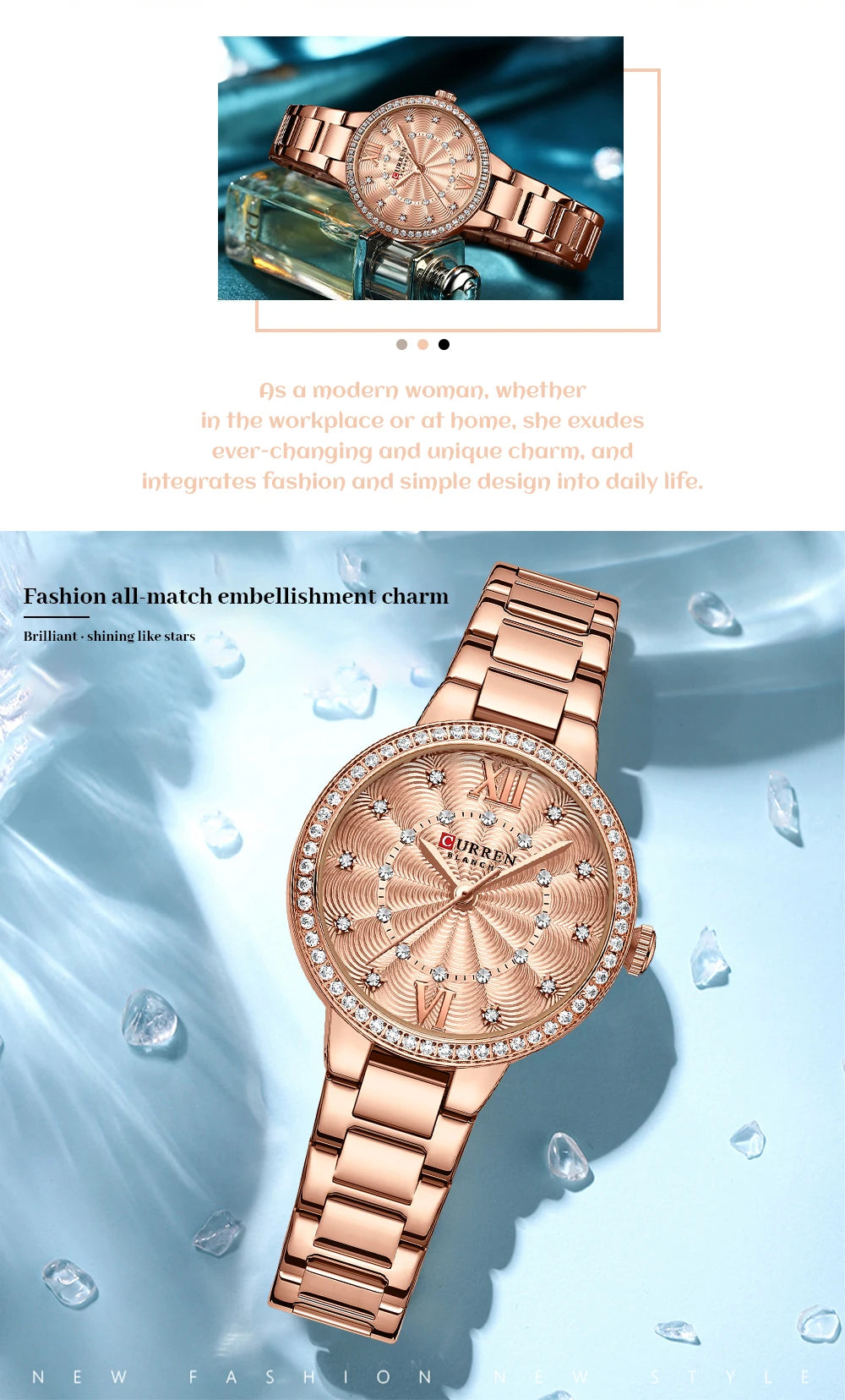 CURREN Women Watches Fashion Rose Gold Stainless Stain Steel Ladies Watch Waterproof Quarzt Wristwatch Romatic Girlfriend Gift