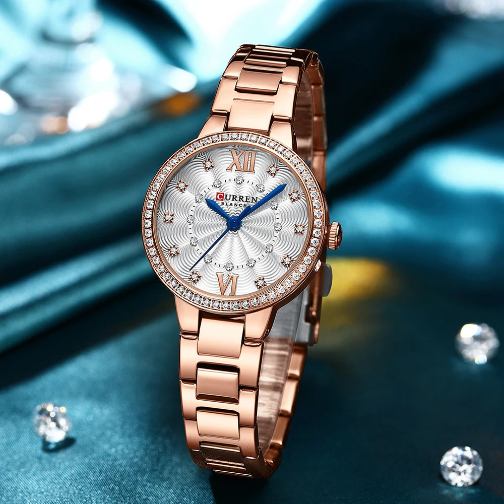 CURREN Women Watches Fashion Rose Gold Stainless Stain Steel Ladies Watch Waterproof Quarzt Wristwatch Romatic Girlfriend Gift