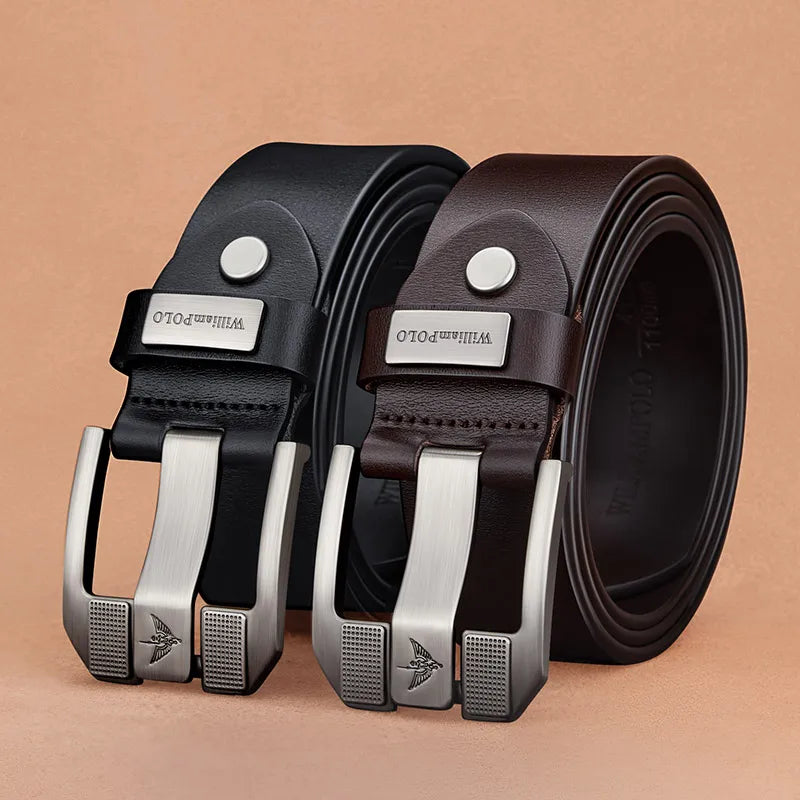 Men's casual belt, fashionable needle buckle cowhide personalized belt, retro style denim belt