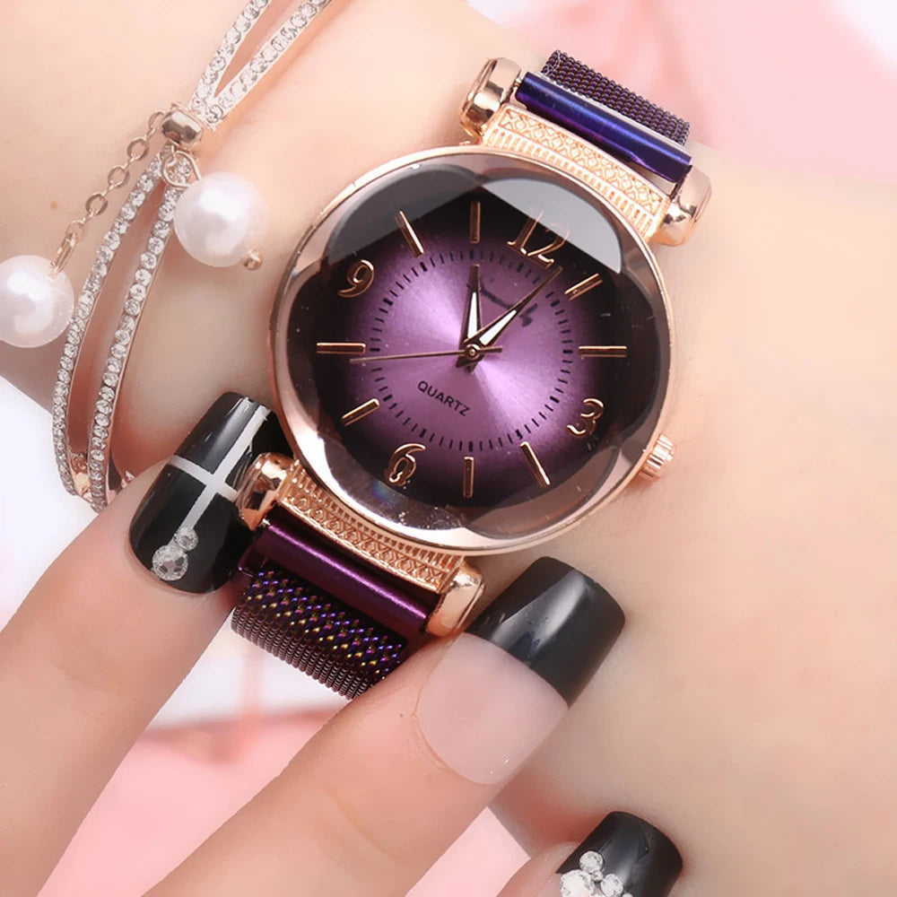 Milan Magnet Buckle Women Watch Fashion Wild New Wristwatch Luxury  Ladies Geometric Roman Numeral Quartz Movement Clock