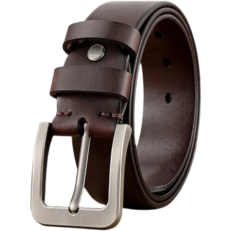 Belt Men's leather pin buckle Youth casual middle-aged Korean version belt Tide first layer real cowhide middle-aged