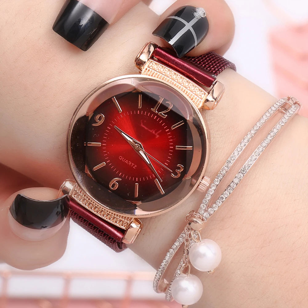 Milan Magnet Buckle Women Watch Fashion Wild New Wristwatch Luxury  Ladies Geometric Roman Numeral Quartz Movement Clock