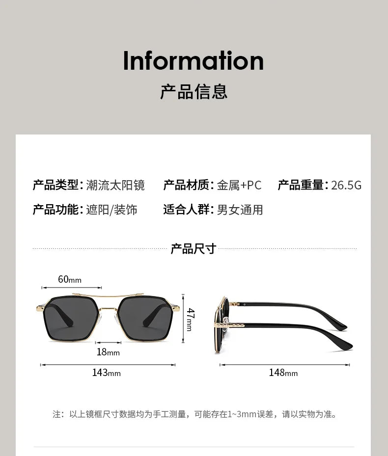 New Men's Polygon Sunglasses Men Luxury Brand Designer Sun Glasses Outdoor Driving Fishing Fashion Eyewear UV400 Oculos De Sol