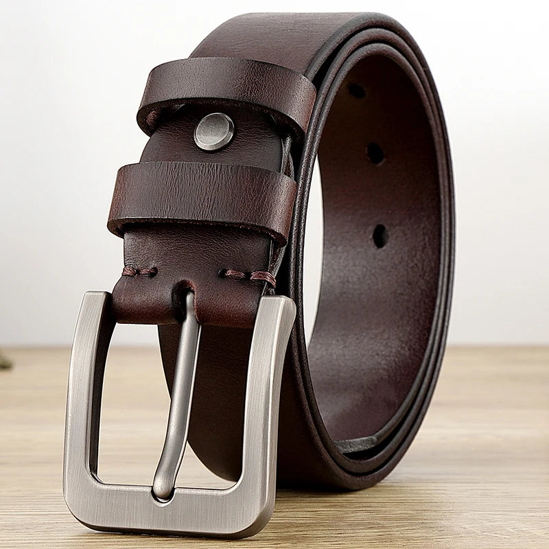 Belt Men's leather pin buckle Youth casual middle-aged Korean version belt Tide first layer real cowhide middle-aged