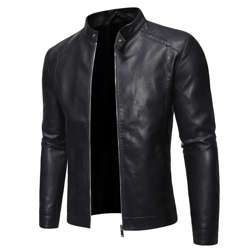 TRAF Coat Men Spring And Autumn Men's Leather Jacket Men's New Korean Version Slim-Fit Comfortable Plus Velvet Trend Clothes