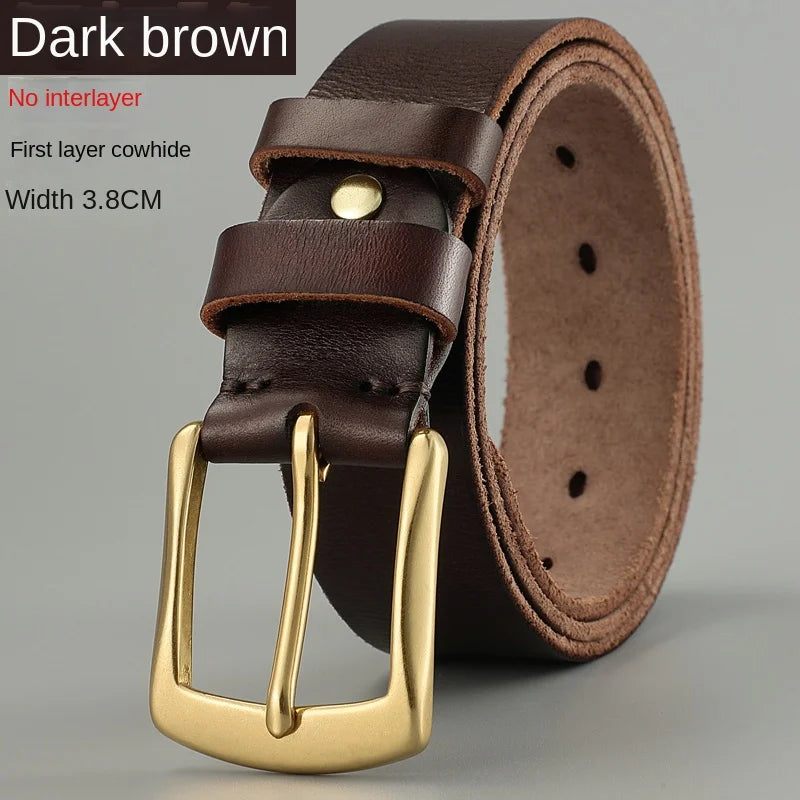 Belt men's genuine leather needle buckle layer genuine cowhide retro men's belt handmade casual trend men's belt cowhide