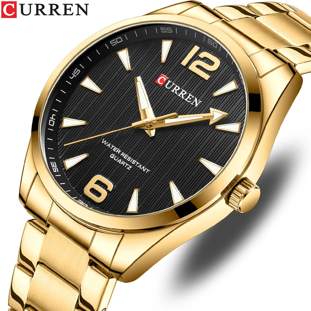 CURREN Fashion Brand Men's Watches with Luminous Hands Classy Business Stainless Steel Band Wristwatches for Male