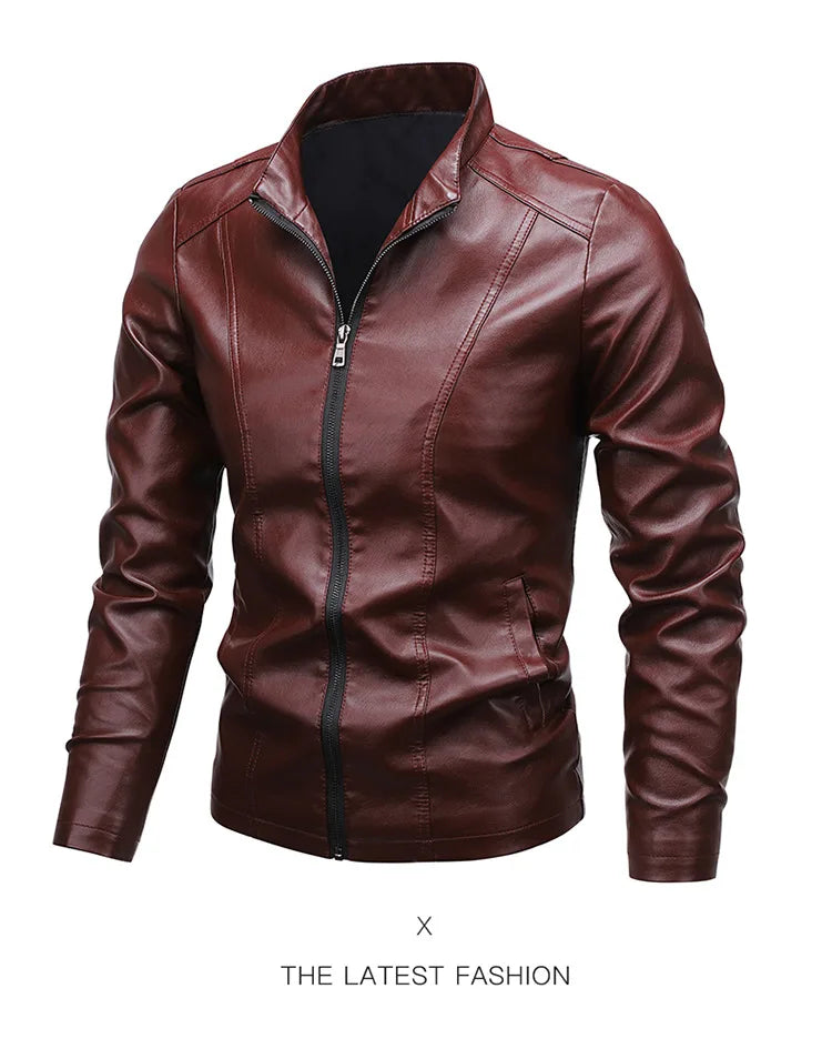 2024 Men Pu Casual Leather Jacket Men Spring Autumn Coat Motorcycle Biker Slim Fit Outwear Male Black Clothing Plus Size 5XL