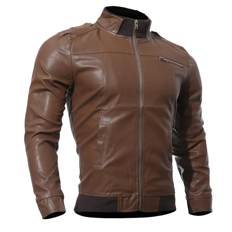 2025 Hot Sale Brand New Men's Motorcycle Leather Jacket Slim Men Leather Jacket Outer Wear Clothing For Male Garment Man Jackets