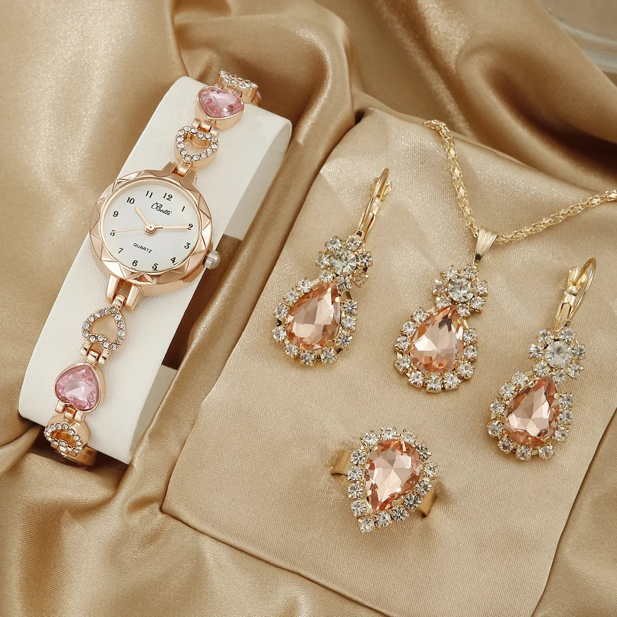 5pcs Fashion Luxury Watch for Women Watch 2024 Fashion Versatile Women's Love Watch Band Rhinestone Set Diamond Watches