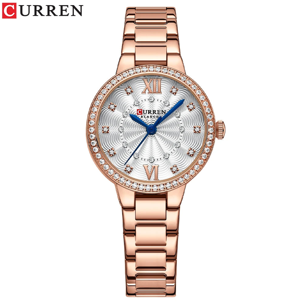 CURREN Women Watches Fashion Rose Gold Stainless Stain Steel Ladies Watch Waterproof Quarzt Wristwatch Romatic Girlfriend Gift