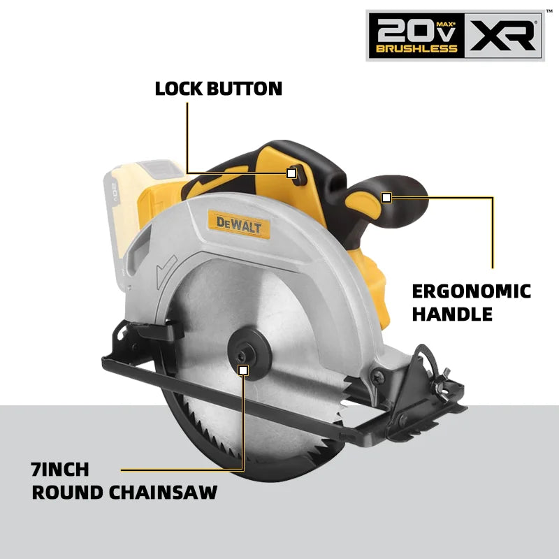 Dewalt 5000RPM Brushless Circular Saw  7 Inch Cordless Handheld Woodwork Saw Adjustable Cutting Depth Multifunction Tool