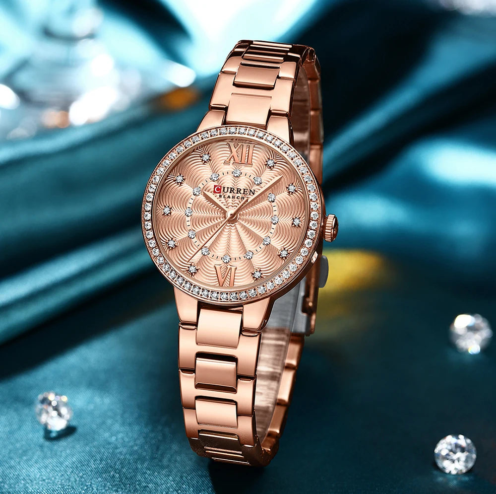 CURREN Women Watches Fashion Rose Gold Stainless Stain Steel Ladies Watch Waterproof Quarzt Wristwatch Romatic Girlfriend Gift