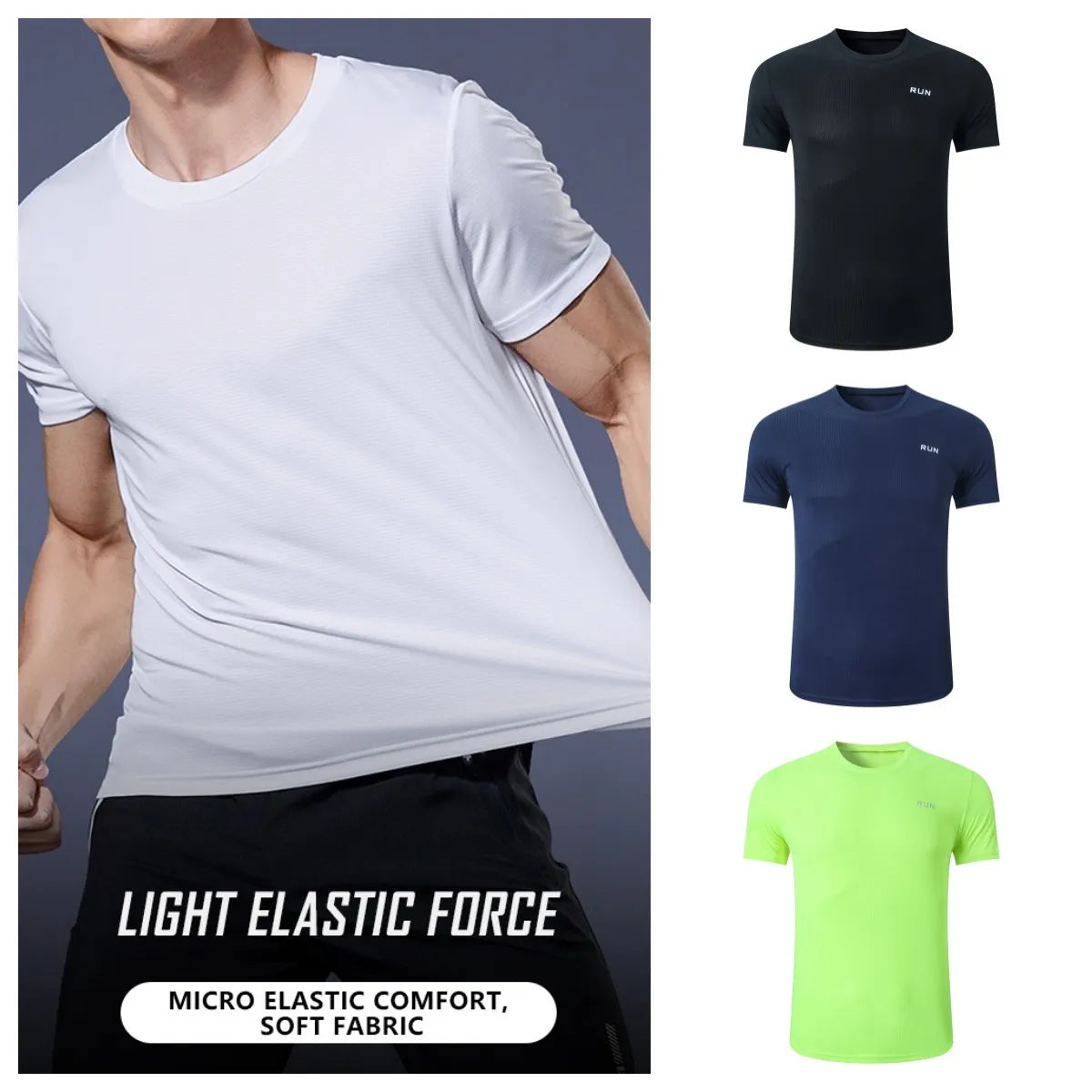 Summer High Elastic t-Shirt Men Breathable Ice Silk t Shirt Short Sleeve Casual Tops Quick Dry Gym Running Shirt Male Clothing